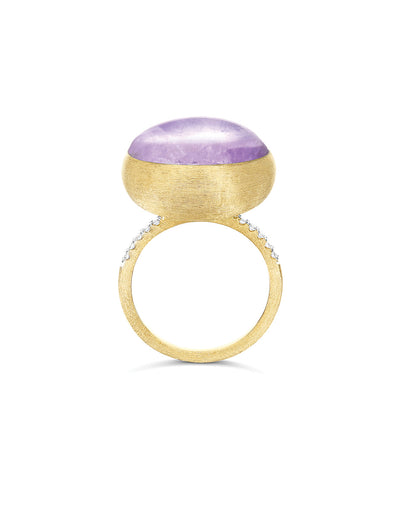 Ring Violetta "Boules" aus graviertem gold, diamanten, lepidolith und perlmutt (gross)