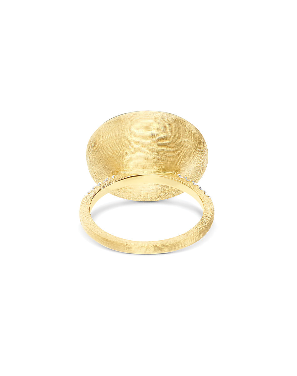 Ring Violetta "Boules" aus graviertem gold, diamanten, lepidolith und perlmutt (gross)