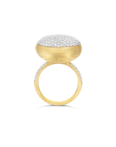 "Boules" gold and pavé diamonds ring (Large)