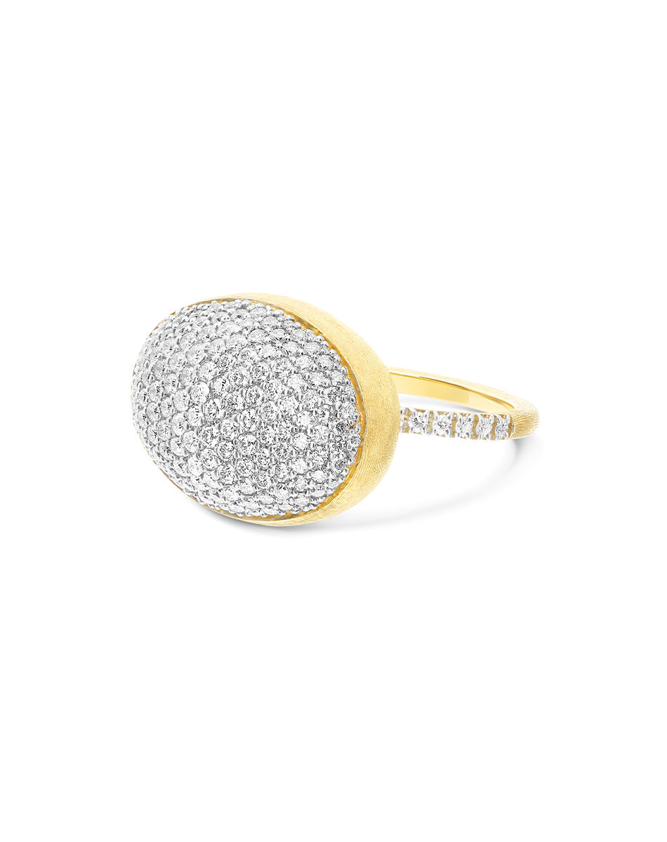 "Boules" gold and pavé diamonds ring (Large)