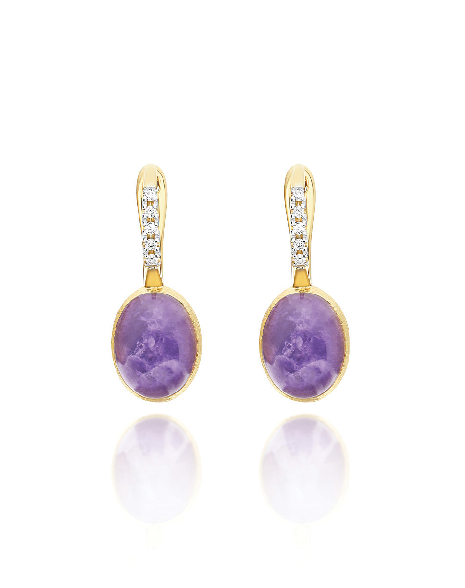 "Boules" Violetta Ciliegine gold, lepidolite, and mother-of-pearl ball drop earrings (Small)