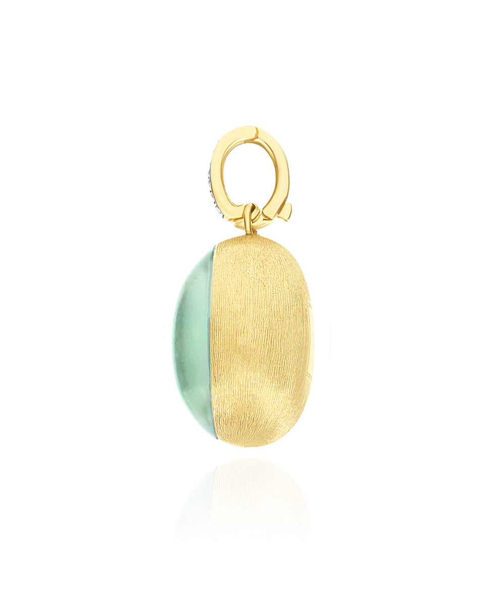 Charm Lattementa "Boules" in oro inciso, diamanti, cristallo di rocca e giadeite (grande)