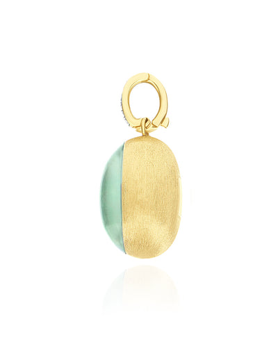 Charm Lattementa "Boules" in oro inciso, diamanti, cristallo di rocca e giadeite (grande)