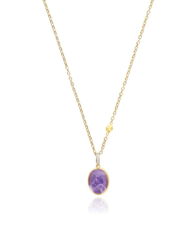 "Boules" Violetta charm in hand-engraved gold, diamonds, lepidolite, and mother-of-pearl (medium)