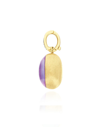 "Boules" Violetta charm in hand-engraved gold, diamonds, lepidolite, and mother-of-pearl (medium)