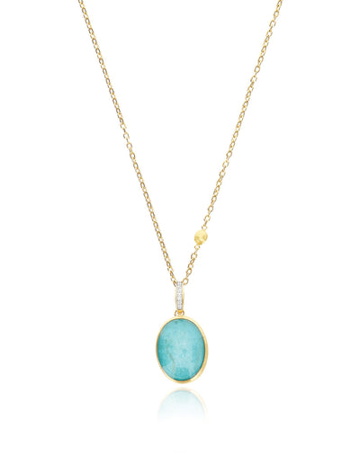 "Boules" Anice charm in hand-engraved gold, diamonds, amazonite, and mother-of-pearl (large)