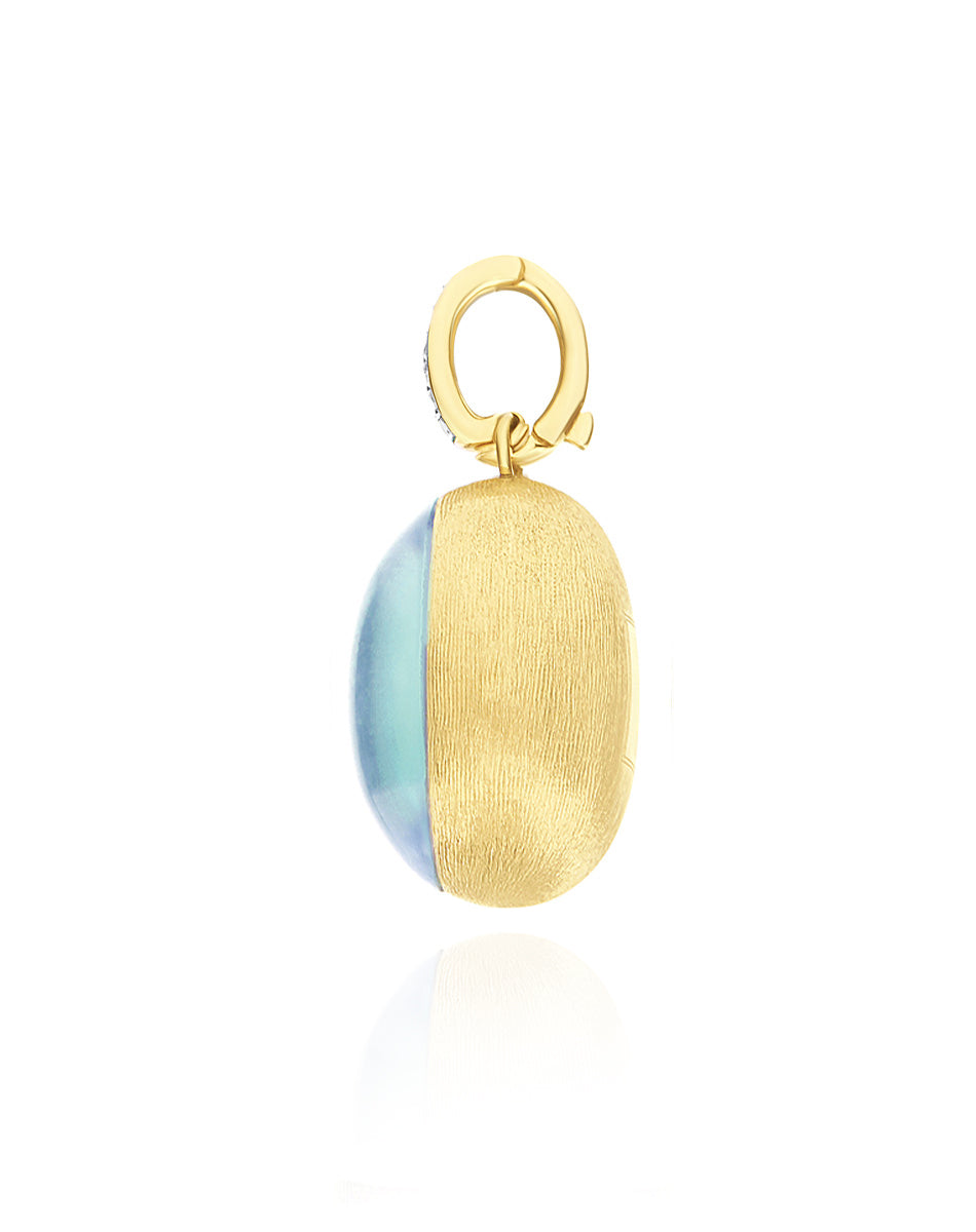 "Boules" Anice charm in hand-engraved gold, diamonds, lepidolite, and mother-of-pearl (large)